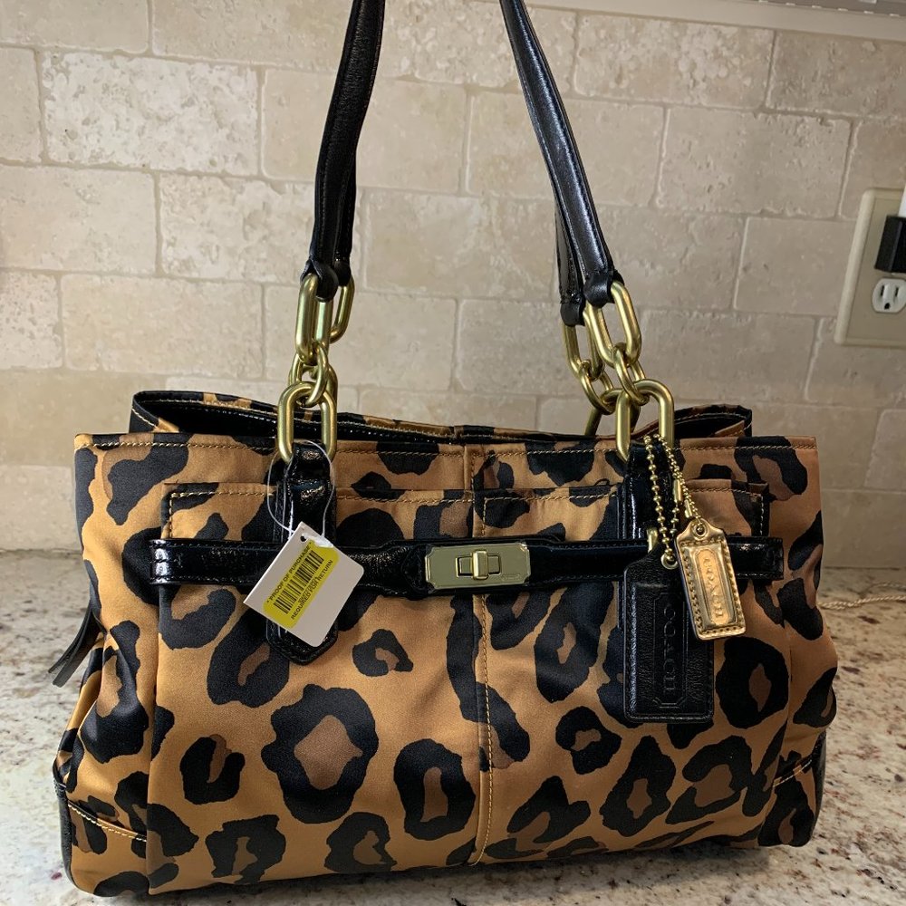 Coach Chelsea Ocelot Leopard Jayden Carryall Shoulder Bag